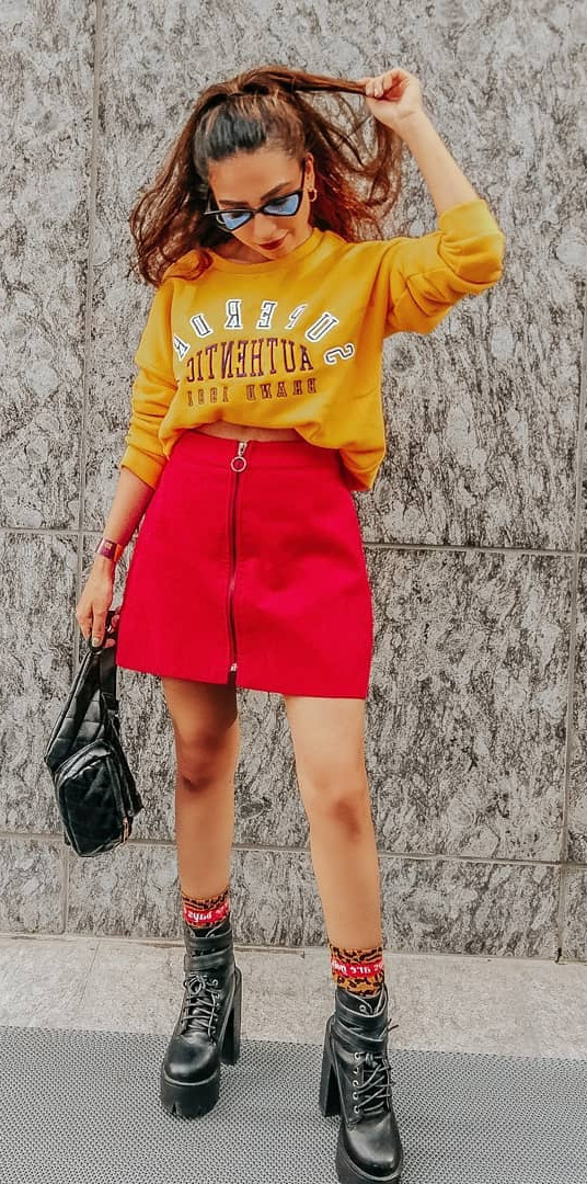 top fashion, my celebrity look alike, #Beauty, #Perfect Not yo basic , primarycolors Sporting the new , superdry , aw18 collection sweatshirt so in love with the colour , MySuperdry . . . . . . . , NehaMenghwani , stylessential , StylessentialXSuperdry , mustard , sweatshirt , superdryindia , lakmefashionweek 