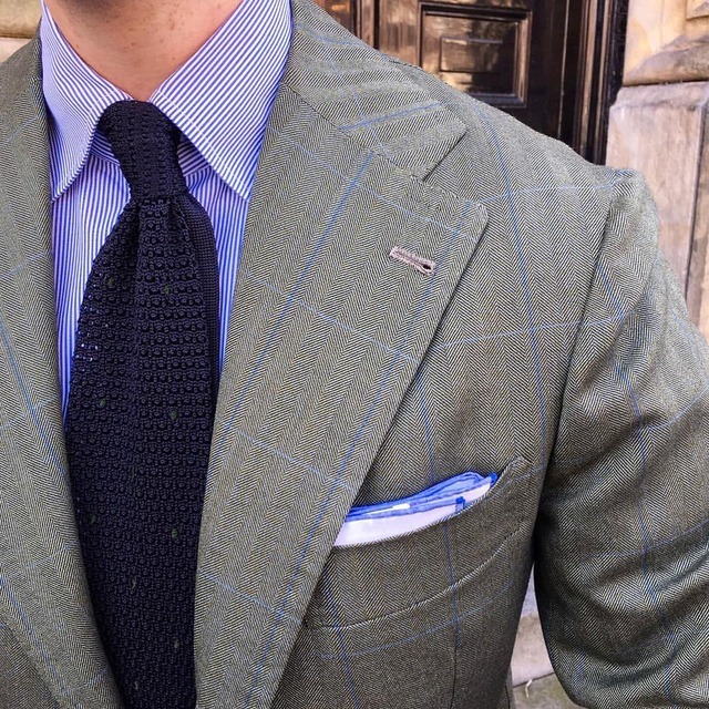 SUIT & STYLE — Tom is wearing our Classic polka Dot knit tie