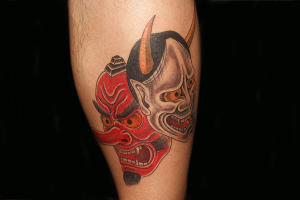 Tifana Tattoo 般若と天狗の顔のモチーフをデザインした和柄のジャンルのタトゥー 刺青作品画像です Hannya