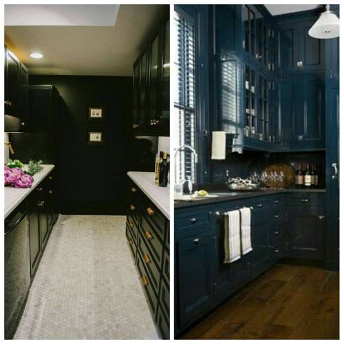 High Gloss Kitchen Cabinets Black Or Blue Bold Interior