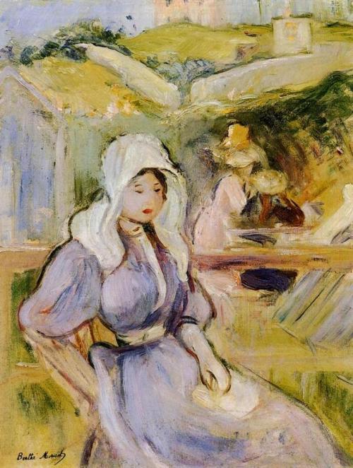 artist-morisot:On the Beach at Portrieux, Berthe...