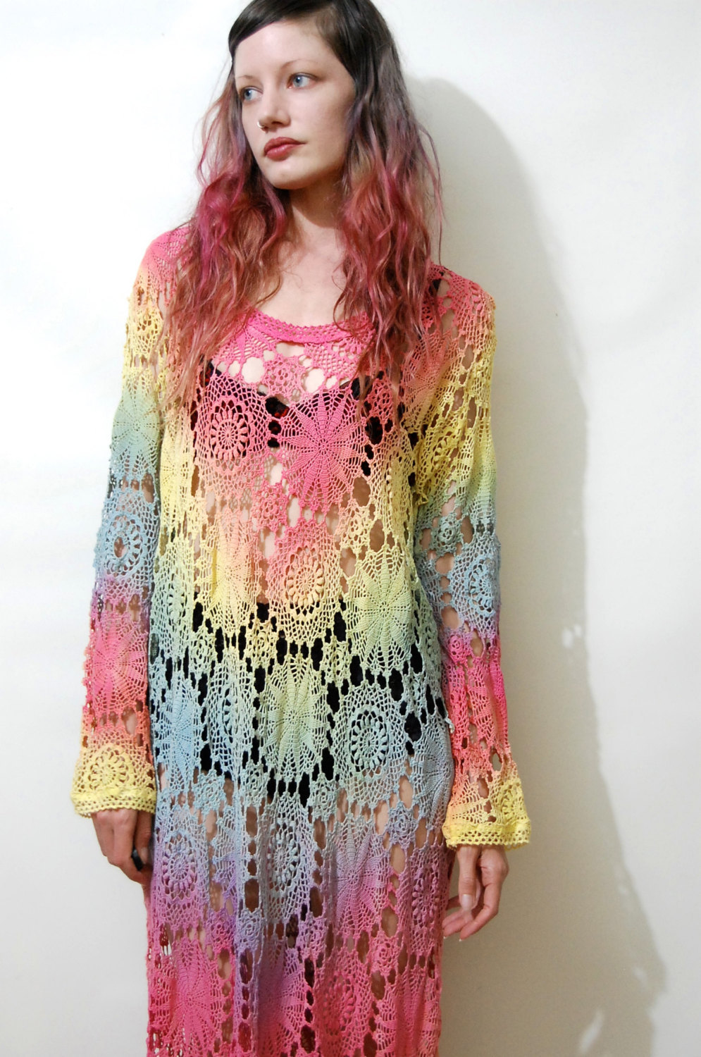 CRUX AND CROW — Handmade rainbow crochet dress ~ Available...