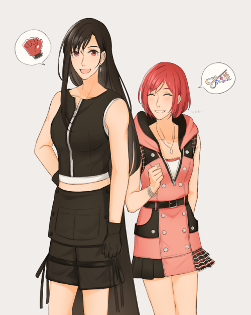 i remember tifa looking for cloud under bookshelves in kh2 hopefully there& 039;s ff in kh3...!! kingdom hearts kingdom hearts 3 final fantasy 7 advent children kh kh3 ff7 tifa lockhart kairi