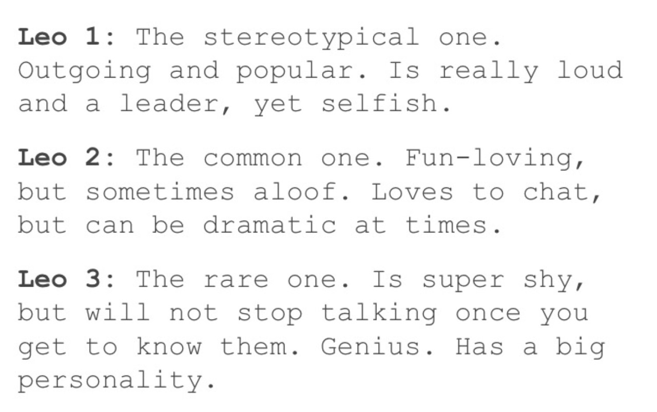 leo horoscope types