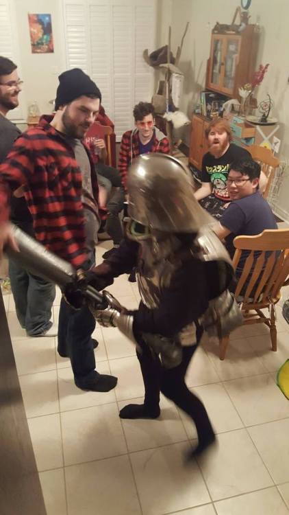 irl-gremlin:I got really drunk, put on armor and started...