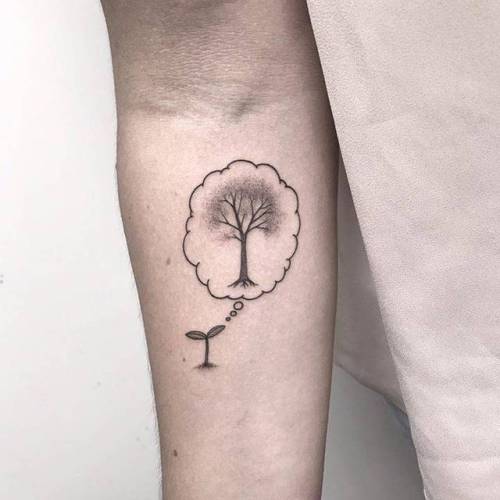 By Michele Volpi · mfox, done at Venom Art Tattoo, Rapagnano.... sprout;flower;surrealist;small;line art;tiny;ifttt;little;nature;michelevolpi;inner forearm;illustrative