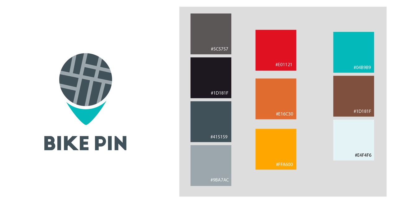 Colors and logo used for the Bike Pin Brand