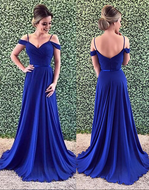 prom dress — promdress-lovedress: Simple blue v neck long prom...