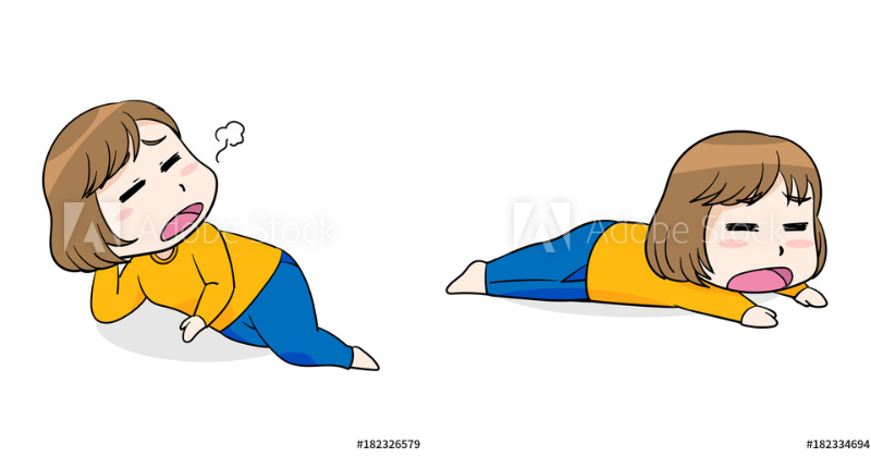 だらけて寝てるポーズの漫画キャラクターイラスト2枚更新 Adobestock