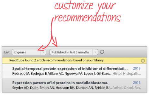 customize your recommendations readcube (legacy)