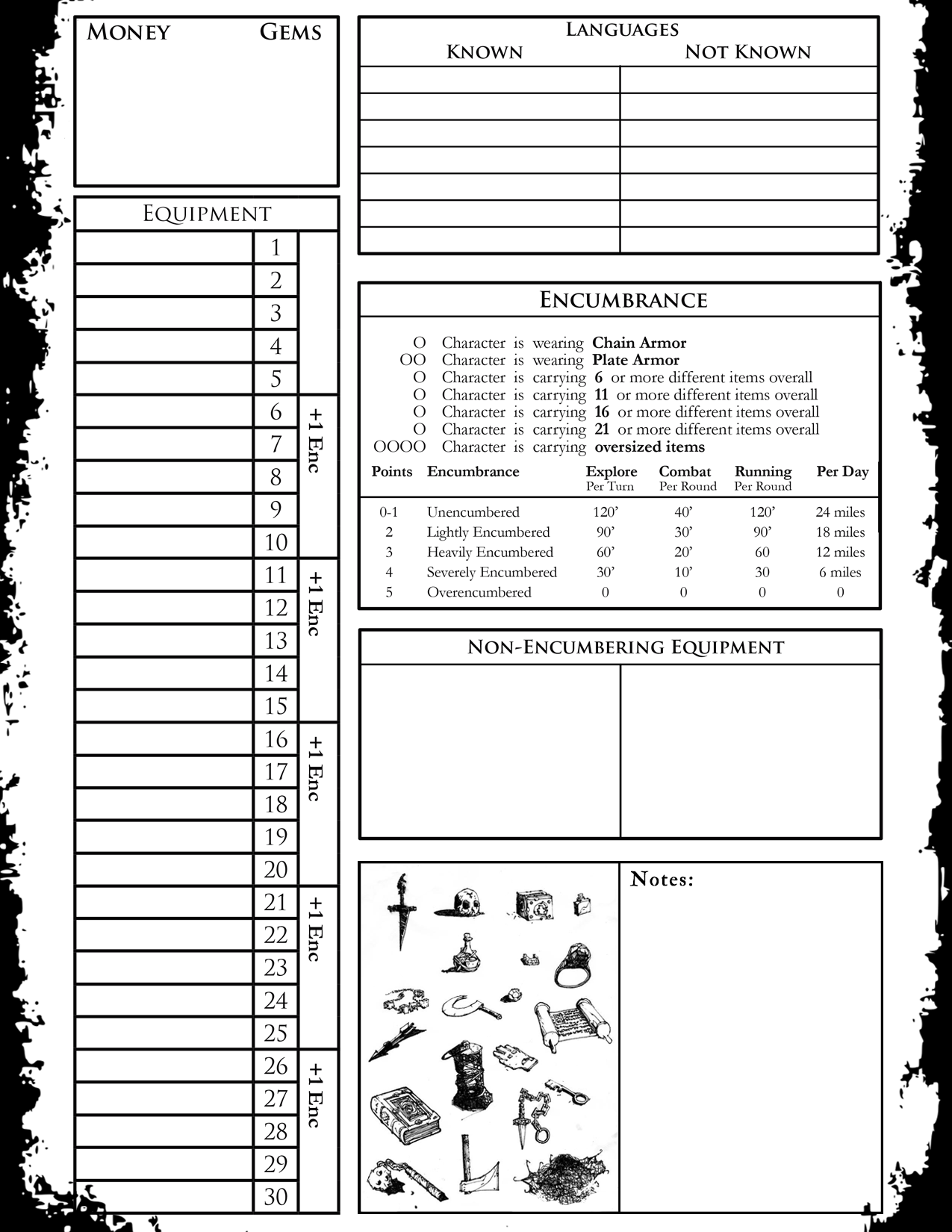 Alternate character sheet for Lamentations of the... - - Lamentations
