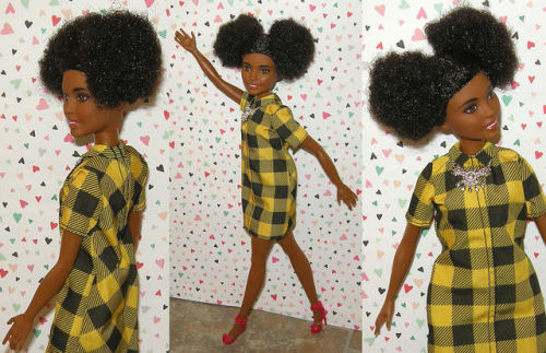 barbie cheerful check fashion doll