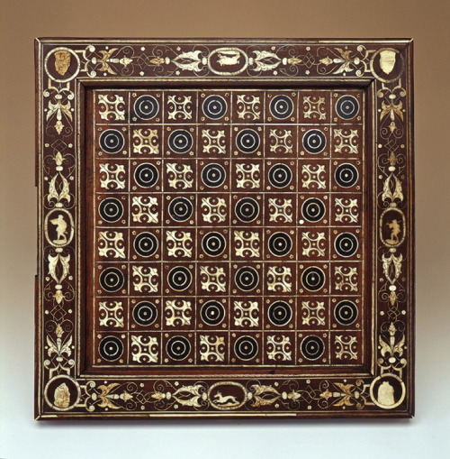 Backgammon and Chess Board, 1590. Plum wood, invory inlay,…