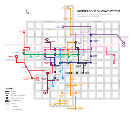 A map of the Minneapolis Skyways