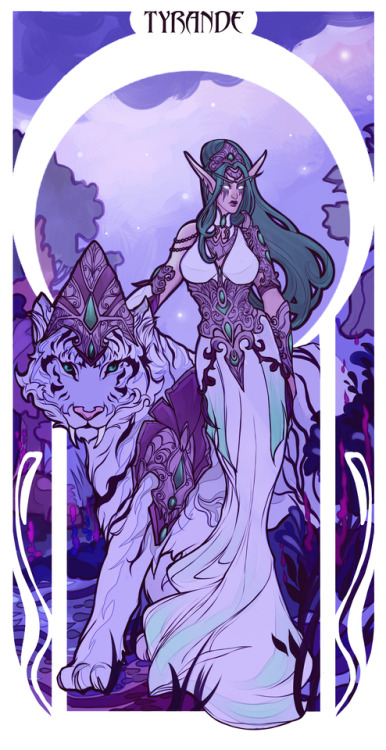 antaarf:Tyrande Whisperwind in art nouveau style