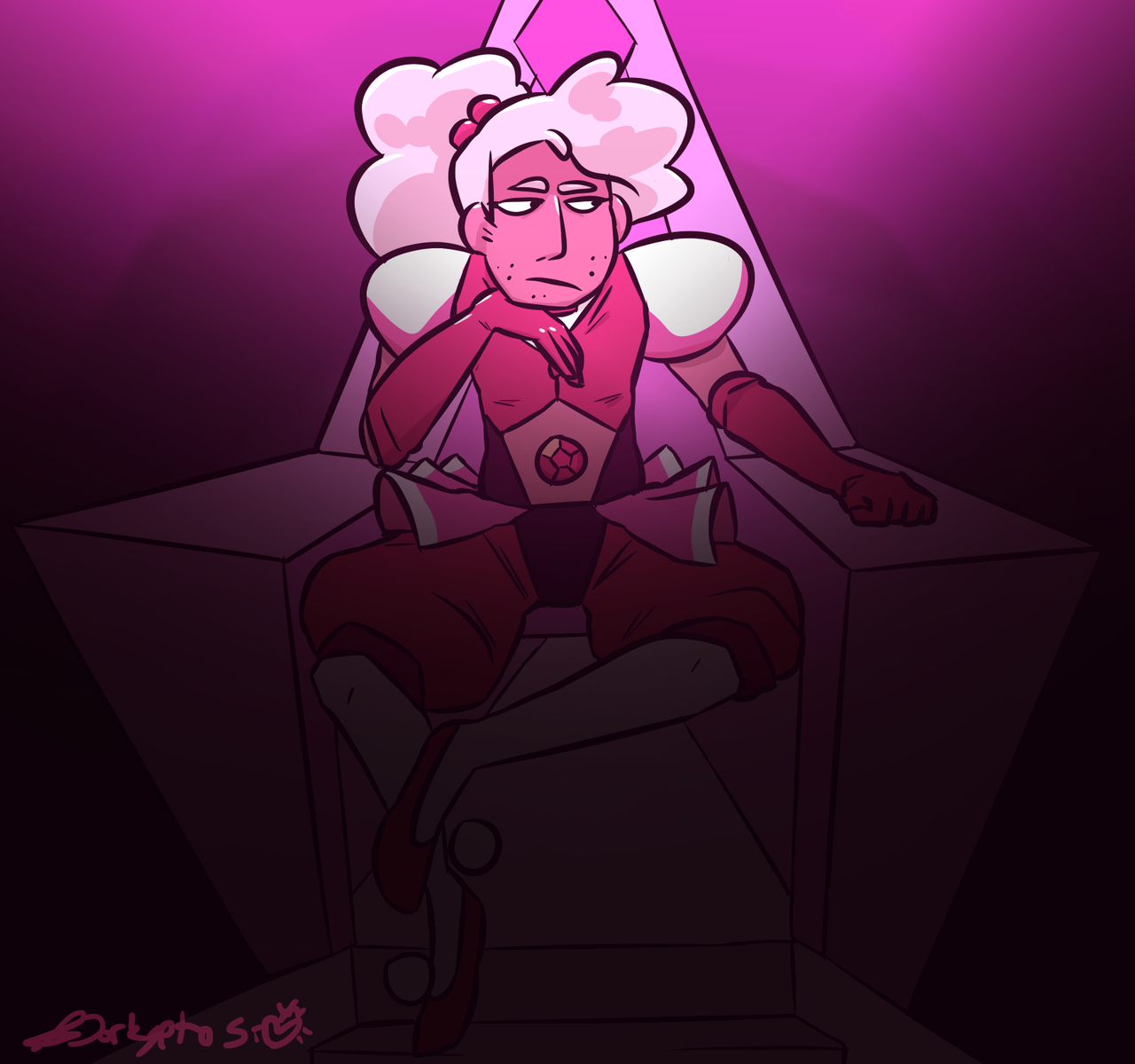 its not easy being a giant pink tyrant here’s a pink Stevonnie, suggested by @cephalon-jaunde​ I felt it was only fitting for them to sit on pink diamond’s throne. With Connie as a pink zombie, the...