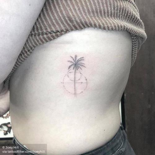 By Joey Hill, done at High Seas Tattoo Parlor, Los Angeles.... tree;small;single needle;line art;rib;tiny;joeyhill;palm tree;ifttt;little;nature;fine line