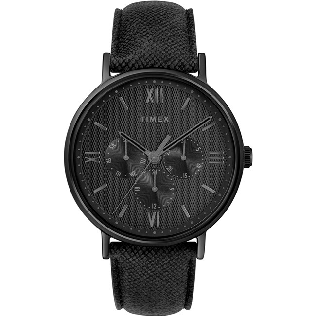 【TIMEX】天美時 風格系列 羅馬字三眼多功能手錶(黑TXTW2T35200)