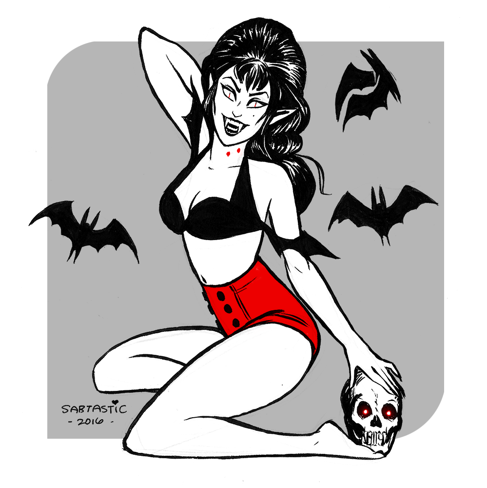Day 16 of #inktober is a Vampire pinup!Still pretty GOSH DARN behind on the...