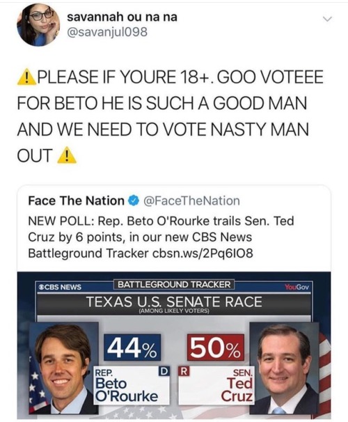 spierfeldtrash:GO VOTE! Vote OUT Senators like Ted Cruz and...