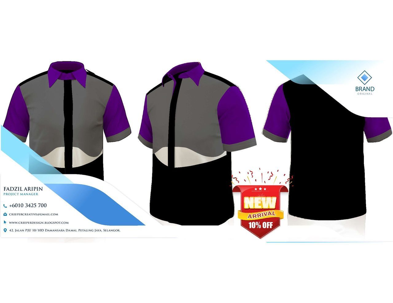 Antara pelanggan baju korporat kami termasuklah individu, N.G.O, Jabatan Kerajaan, Persatuan, Kelab dan IPT. Antara Contoh Design Baju Uniform Custom Made:Fadzil AripinPhone : +6 036148 0154Mobile : +6 010 3425 700Email : creepercreative@gmail.com