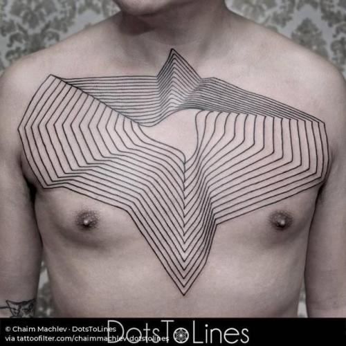 By Chaim Machlev · DotsToLines, done at DotsToLines, Berlin.... chaimmachlev dotstolines;optical illusion;line art;big;chest;facebook;twitter;3d;geometric