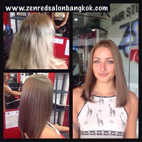 Hair Salon Bangkok Zenred From Dry Damaged Blonde Hair To