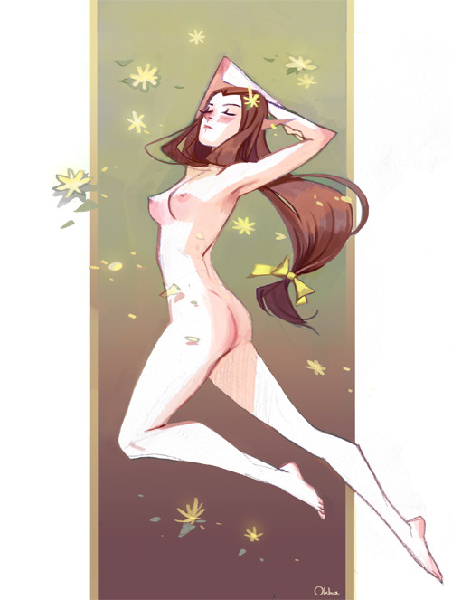 okhadraws:Naked spring elf… just for fun.I’m laughing, because...