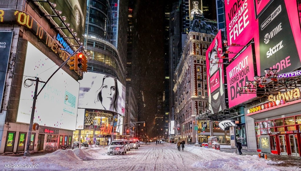 Frozen Times Square during Jonas blizzard by Mickey Photography