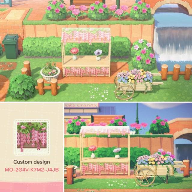 pink wisteria floral stall - ACNH Custom Designs