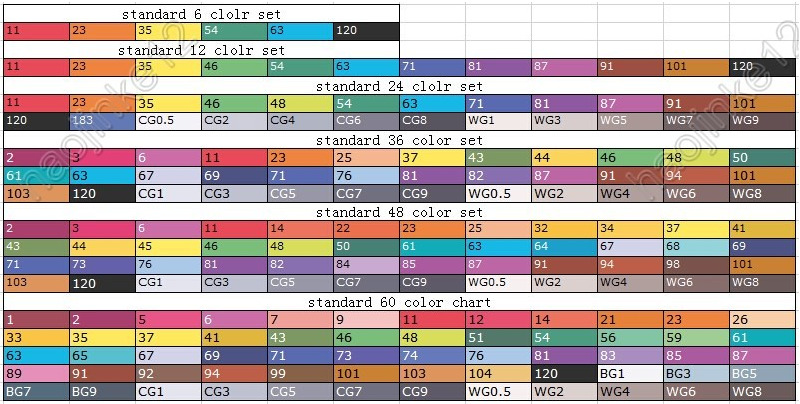 Touch Twin Marker Color Chart