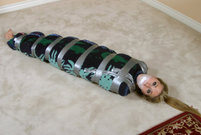 gagged with blanket in bondage