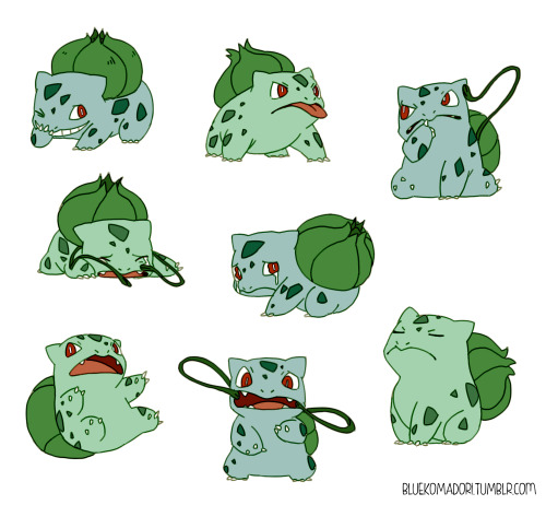 bluekomadori:A commission of Bulbasaur & its evolutions...