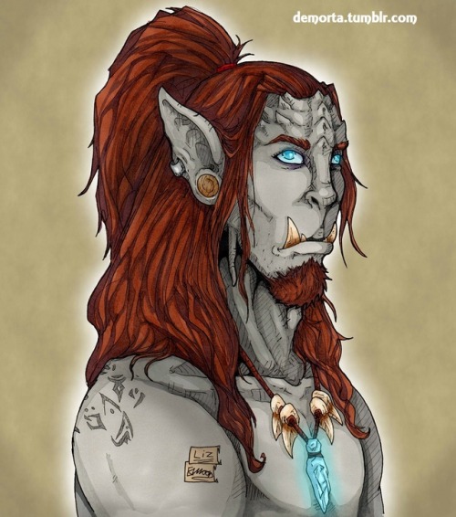 demorta:Drastal Halfbuk PortraitHalf orc, half Draenei...