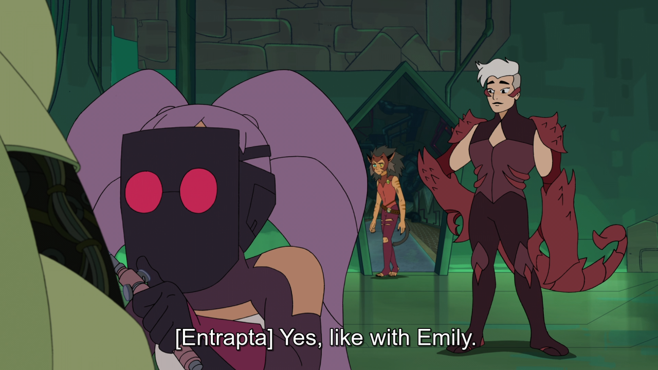 when scorpia is talking about her connection with catra, entrapta relates t...