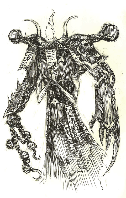 voxbelicosa:Word Bearers Daemon Prince; Sketchbook entry.