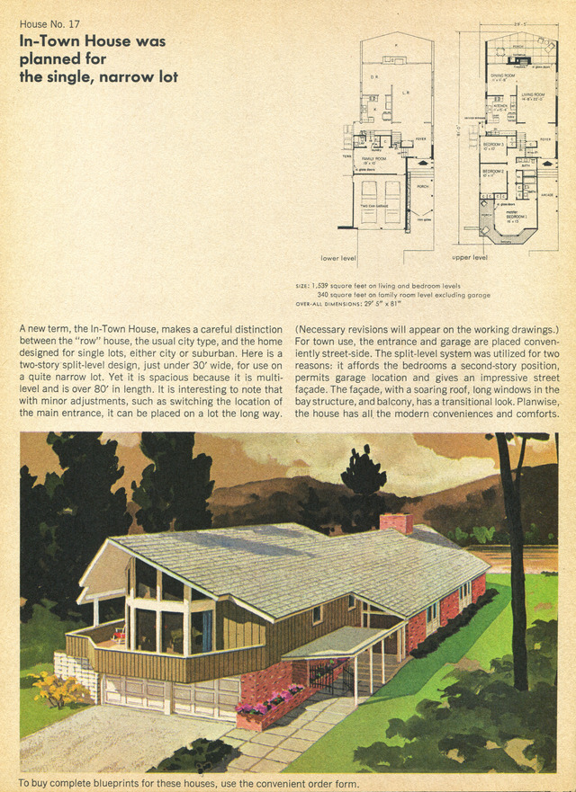 United States, c. 1966: House #17 A front-to-back... - Vintage Home Plans