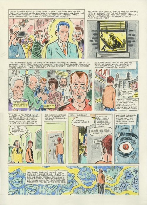 thebristolboard:Unpublished New Yorker strip by Dan Clowes. 