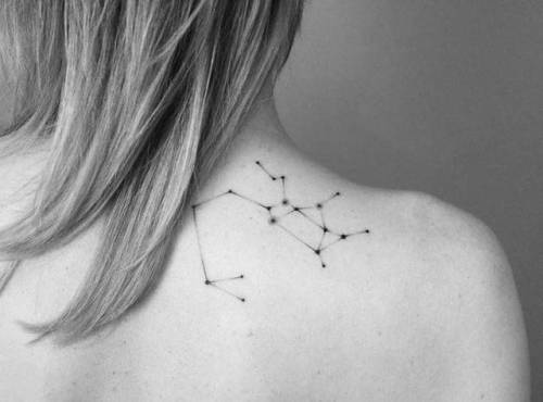 By Lara M. J., done at Coco Schwarz, Hamburg.... astronomy;constellation;hand poked;facebook;shoulder blade;twitter;laramaju;sagittarius constellation;medium size