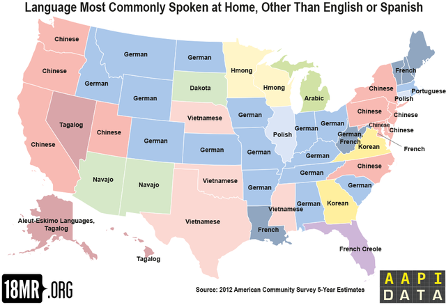 Most common language other than English or Spanish... - Maps on the Web