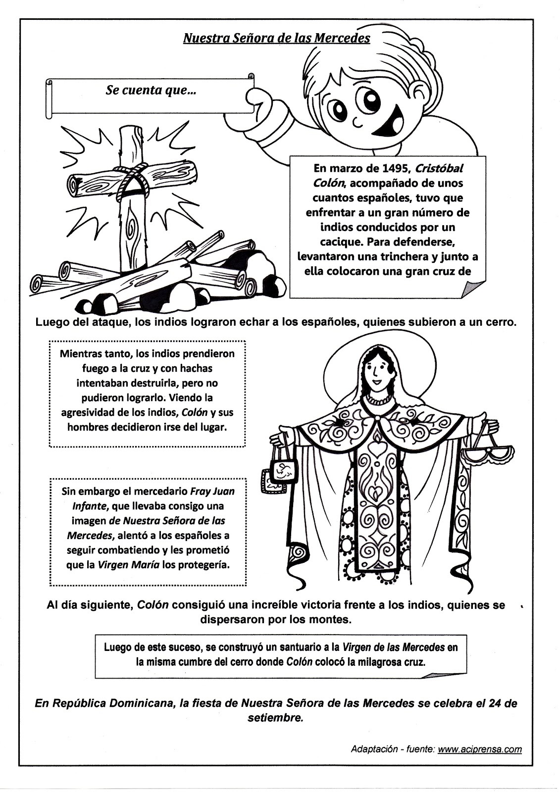 Recursos Pedagógicos Virgen De Las Mercedes Imagen Para Colorear