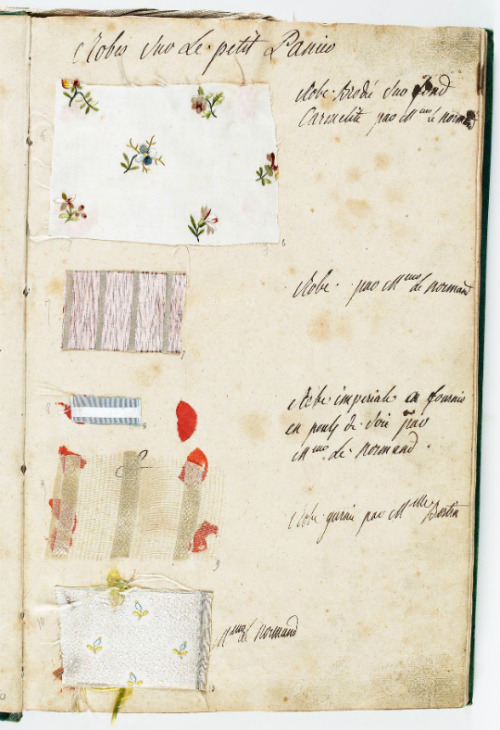 A page from the a wardrobe book of Marie Antoinette, 1782. [credit: Archives nationales]
