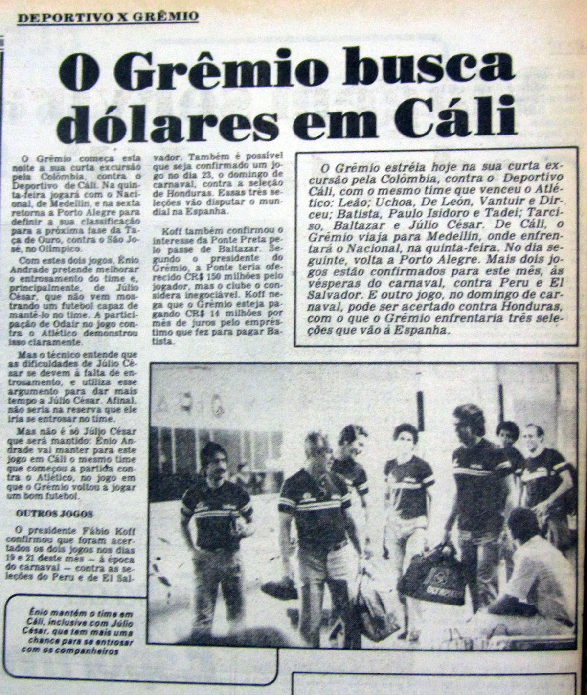 Amistoso em 1982 – América de Cali 3 x 1 Grêmio