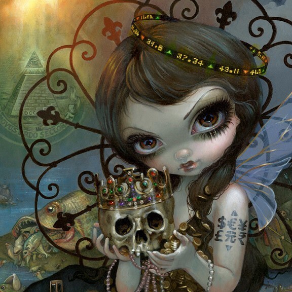 Nautilus Angel seashell Jasmine Becket-Griffith CANVAS PRINT big eyed fairy art