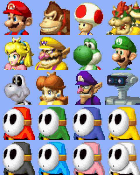 Supper Mario Broth - All The Driver Mugshots From Mario Kart Ds.