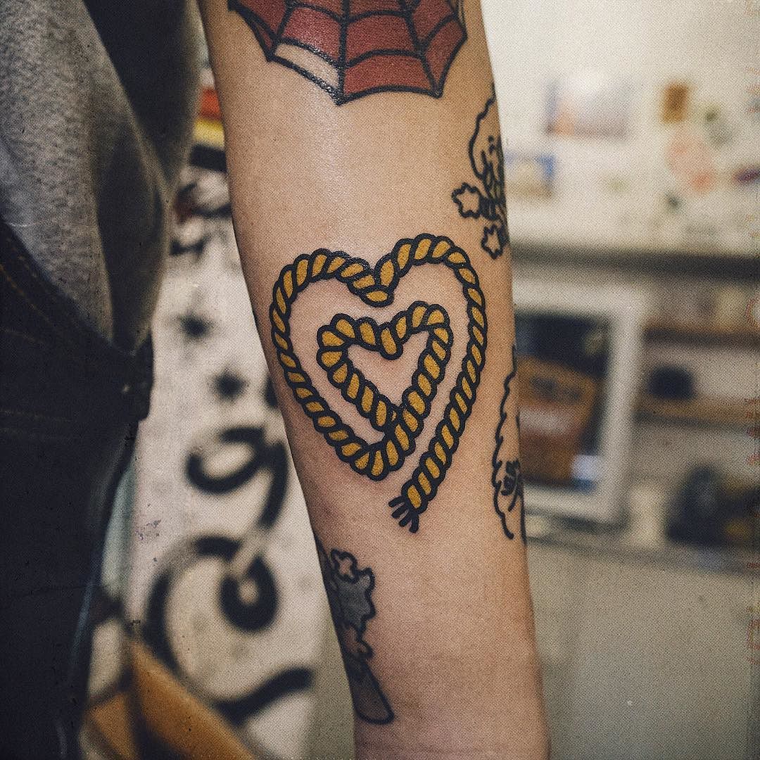 Fresh Tattoo — Double heart 💛💛 #doubledesigntattoo by...