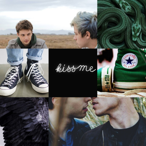 hogwarts-house-aesthetics:Ravenclaw/Slytherin gay couple. For...