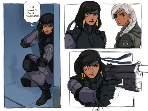 slackergami:Big Boss Ana, Solid Pharah, Quiet Widowmaker,...