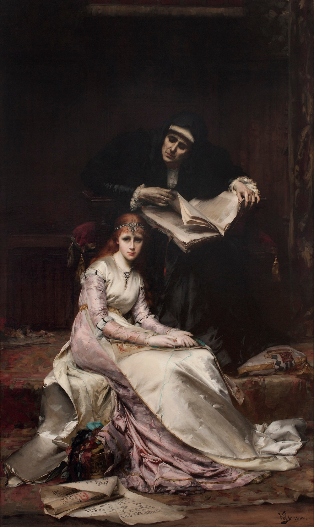 Le Coeur S’Éveille (Awakening of the Heart) (1880). Anatole Vély (French, 1838-1882). Oil on canvas. Lawrence Steigrad Fine Art.
Set in a castle a young Princess sits spellbound at the feet of her grandmother the Queen who has momentarily paused in...