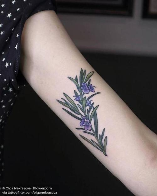 By Olga Nekrasova · fflowerporn, done at No Name Tattoo Shop,... olganekrasova;rosemary;flower;small;inner arm;tiny;ifttt;little;nature;illustrative